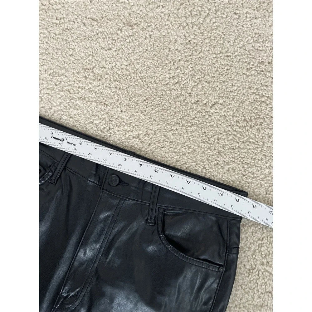 MOTHER Super Swooner Wax On Wax Off Black Faux Leather Pants Size 30